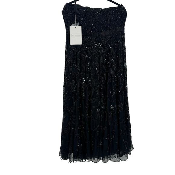 Mac Duggal Black Embellished Mesh Strapless Sequin Beaded Midi Dress Size 16 NWT - Picture 7 of 12